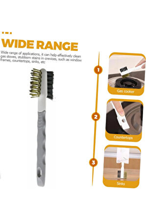 2 Adet Çift Taraflı Tel Başlı Tel Fırça Sert - Daha Sert Tel Çıkarılabilir Saplı