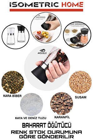 1 Adet Karışık Renk Seramik Bıçaklı Tuz, Baharat Değirmeni