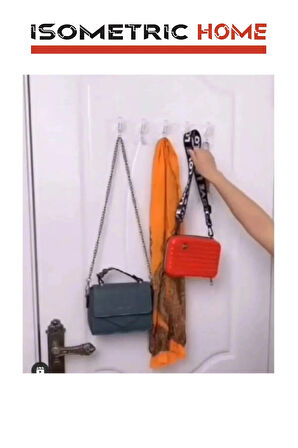 5'li 29*7 Şeffaf Güçlü Kendinden Yapışkanlı Kapı Duvar Askısı Ağır Yük Taşıma