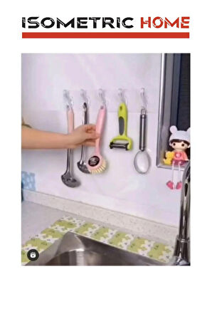 3 Adet 5'li 29*7 Şeffaf Güçlü Kendinden Yapışkanlı Kapı Duvar Askısı Ağır Yük Taşıma