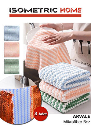 3 Adet Mikrofiber Bez 28x30, Süper Emici Mercan Polar Kumaş, Koku Yapmaz, Nem ve Bakteri Önler Çeyiz