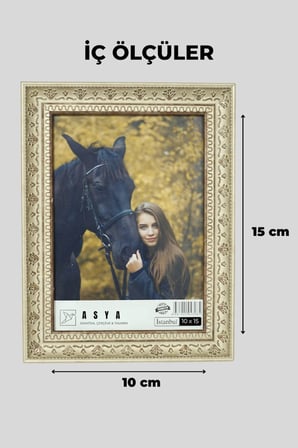 Dekoratif Lüks Antik 10X15 İşlemeli Açık Krem Plastik Fotoğraf Çerçevesi