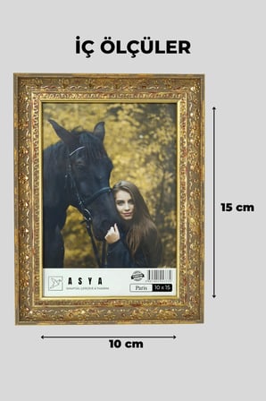 Dekoratif Lüks Antik 10X15 İşlemeli Gold Plastik Fotoğraf Çerçevesi