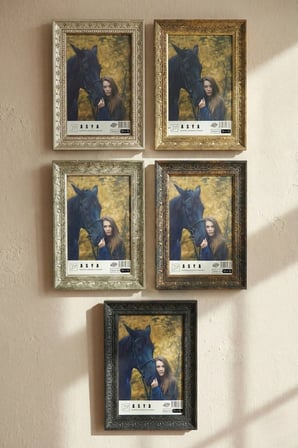 Dekoratif Lüks Antik İşlemeli 5'li Set 10x15 Ayaklı Plastik Fotoğraf Çerçevesi