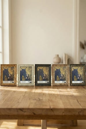 Dekoratif Lüks Antik İşlemeli 5'li Set 13x18 Ayaklı Plastik Fotoğraf Çerçevesi