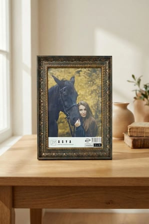 Dekoratif Lüks Antik 13x18 Gold Lacivert Plastik Fotoğraf Çerçevesi