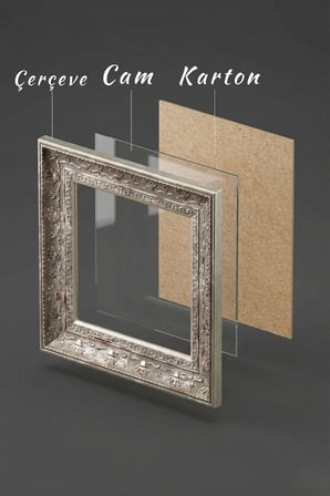 Dekoratif Lüks Antik Kare 15X15 Camlı Plastik Fotoğraf Çerçevesi