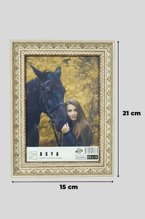 Dekoratif Lüks Antik 15x21 Açık Krem Ayaklı Plastik Fotoğraf Çerçevesi