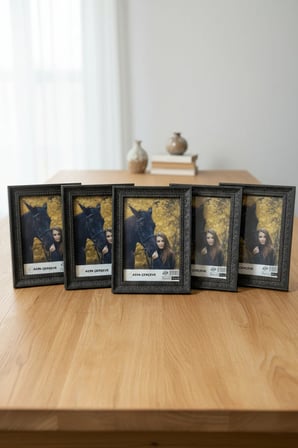 Antik Lüks 5'li Set 15x21 İşlemeli Koyu Lacivert Ayaklı Plastik Fotoğraf Çerçevesi