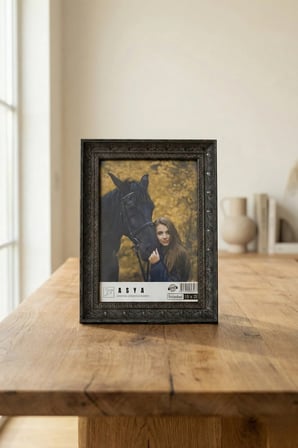Antik Lüks 5'li Set 15x21 İşlemeli Koyu Lacivert Ayaklı Plastik Fotoğraf Çerçevesi