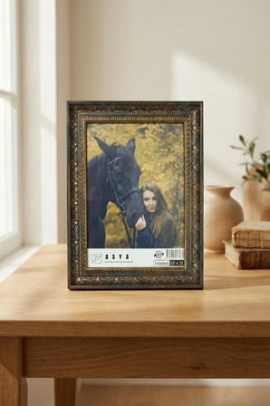 Dekoratif Lüks Antik 15x21 Gold Lacivert Ayaklı Plastik Fotoğraf Çerçevesi