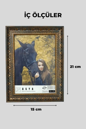 Dekoratif Lüks Antik 15x21 Gold Lacivert Ayaklı Plastik Fotoğraf Çerçevesi