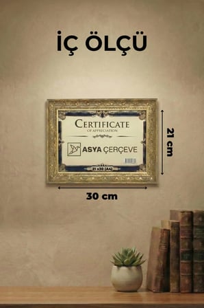 Dekoratif Lüks Antik 21x30 (A4) İşlemeli Gold Plastik Fotoğraf Çerçevesi
