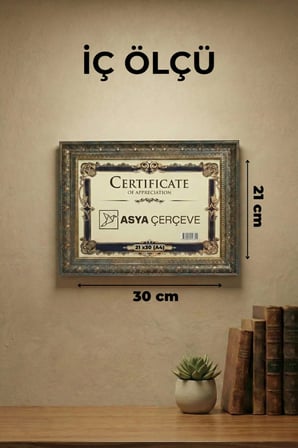 Dekoratif Lüks Antik 21x30 (A4) İşlemeli Gold Lacivert Plastik Fotoğraf Çerçevesi