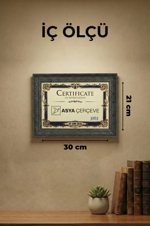 Dekoratif Lüks Antik 21x30 (A4) İşlemeli Koyu Mavi Plastik Fotoğraf Çerçevesi
