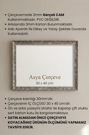 30 x 40 cm İstanbul Serisi İşlemeli Camlı Oda Mutfak Salon Koridor Poster ve Resim Çerçevesi