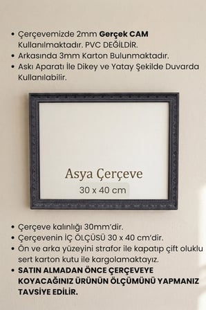 30 x 40 cm İstanbul Serisi İşlemeli Camlı Oda Mutfak Salon Koridor Poster ve Resim Çerçevesi