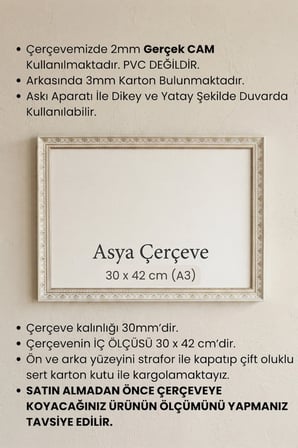 30 x 42 cm (A3 ebat) İstanbul Serisi İşlemeli Camlı Oda Mutfak Salon Koridor Poster ve Resim Çerçevesi