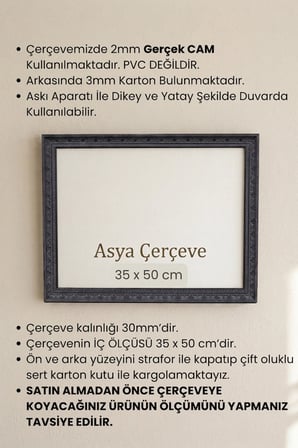 35 x 50 cm İstanbul Serisi İşlemeli Camlı Oda Mutfak Salon Koridor Poster ve Resim Çerçevesi