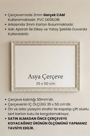 35 x 50 cm İstanbul Serisi İşlemeli Camlı Oda Mutfak Salon Koridor Poster ve Resim Çerçevesi