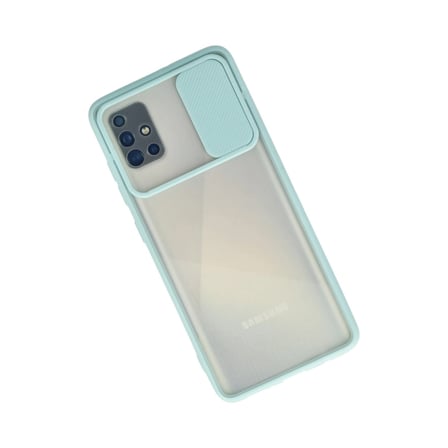 Samsung Uyumlu Galaxy A Kılıf Palm Buzlu Kamera Sürgülü Silikon - Turkuaz