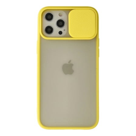 Apple Uyumlu İphone Pro Max Kılıf Palm Buzlu Kamera Sürgülü Silikon - Sarı