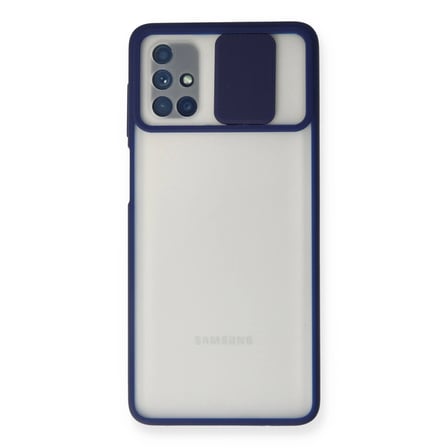 Samsung Uyumlu Galaxy M Kılıf Palm Buzlu Kamera Sürgülü Silikon - Lacivert