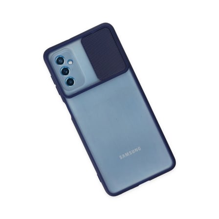 Samsung Uyumlu Galaxy M g Kılıf Palm Buzlu Kamera Sürgülü Silikon - Lacivert