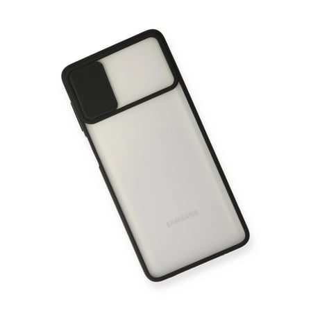 Samsung Uyumlu Galaxy M Kılıf Palm Buzlu Kamera Sürgülü Silikon - Siyah