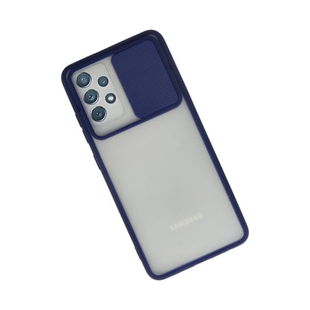 Samsung Uyumlu Galaxy A Kılıf Palm Buzlu Kamera Sürgülü Silikon - Lacivert