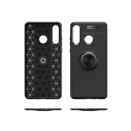 Huawei Y6p Kılıf Range Yüzüklü Silikon - Siyah-mavi