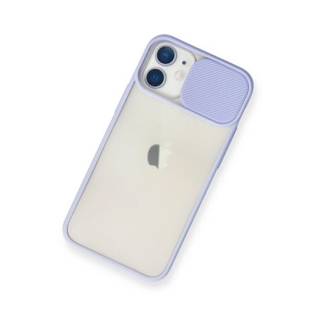 Apple Uyumlu İphone Kılıf Palm Buzlu Kamera Sürgülü Silikon - Lila