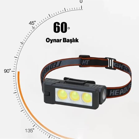 Gold Silver Gs-225 3 Led Usb Şarjlı Çok Fonksiyonlu Kafa Feneri