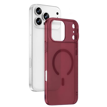 Newface Apple İphone 18 Pro Combo Sert Şeffaf Magsafe Kapak - Bordo