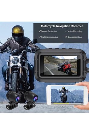 Motosiklet Kamerası Full Hd 1080p,150° Geniş Açı 3.0 Ekran Çift Ön–arka Kamera Wifi Destekli Gprs Öz