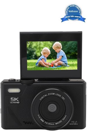 5k 75mp Hd Dijital Kamera 18x Dijital Zoom, Flaşlı,3.0 İnç Ekranlı Fotoğraf Makinesi