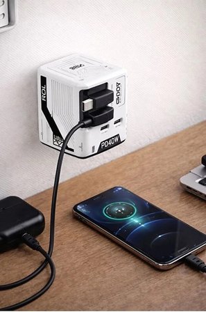 Gan+ Pd 40w Hızlı Şarj Adaptörü Çoklu Çıkış Usb-c Lightning Kablolu Hızlı Şarj Cihazı Ev Ofis Uyumlu