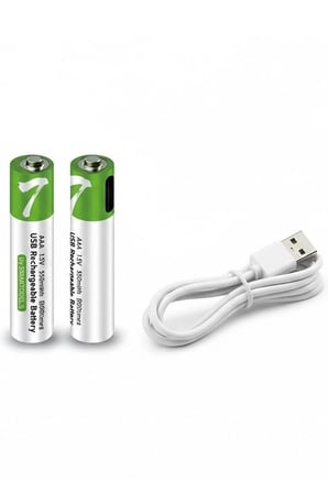 Type-c Şarjlı 800mwh 1.5v Şarj Edilebilir 2’li Aaa İnce Pil - Lityum Iyon Batarya