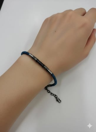 Mavi Çelik  Erkek Çelik Bileklik Boy 18+3 Cm / En 0.4 Mm  - Ebl0035