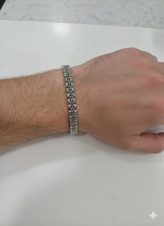 Rodyum Çelik  Erkek Çelik Bileklik Boy 21.5 Cm / En 0.8 Mm  - Ebl0037