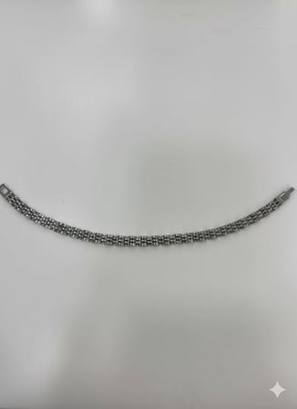 Rodyum Çelik  Erkek Çelik Bileklik Boy 21.5 Cm / En 0.6 Mm  - Ebl0043
