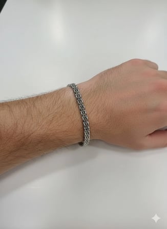 Rodyum Çelik  Erkek Çelik Bileklik Boy 21.5 Cm / En 0.6 Mm  - Ebl0043