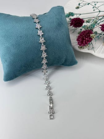 Rodyum Zirkon Taşlı Pirinç Zirkon Bileklikler 18+2 Cm  - Kbl0285