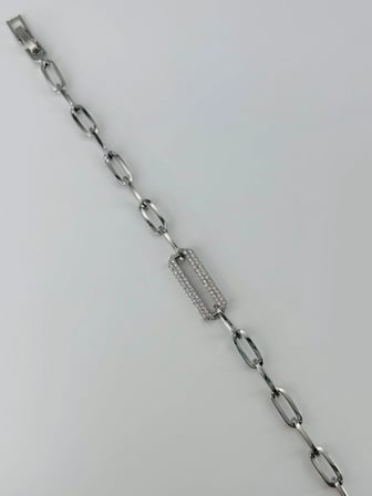 Rodyum Zirkon Taşlı Pirinç Bileklikler 17+2 Cm  - Kbl0372