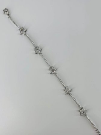 Rodyum Zirkon Taşlı Pirinç Bileklikler 17+4 Cm  - Kbl0375