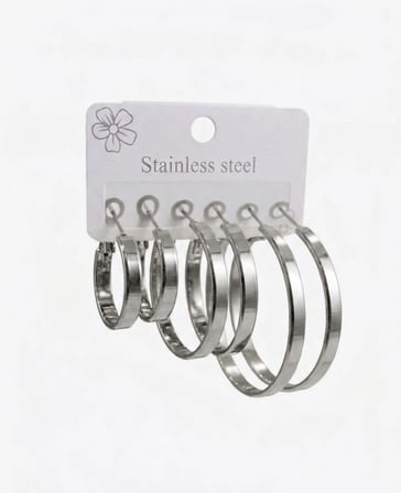 Modern Ra Altılı Halka Küpe Seti - Kp00674