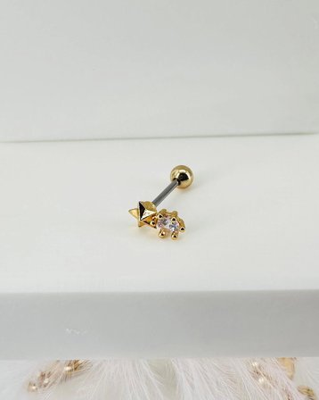 Zirkon Taşlı Uç Kısmı : Pirinç Kıkırdak Bar Uzunluğu : 6 Mm / Bar Kalınlığı 0.8 Mm / Top Boyu 3 Mm -