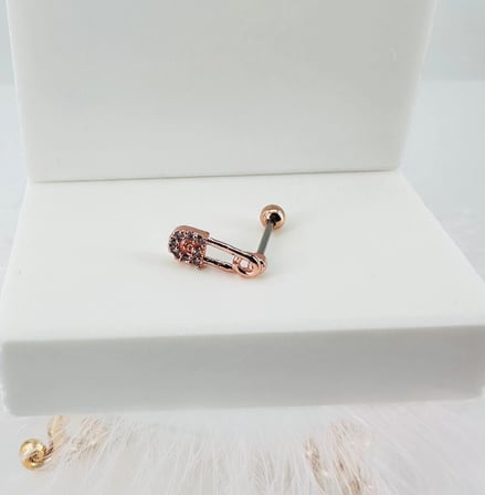 Rose Zirkon Taşlı Uç Kısmı : Pirinç Kıkırdak Bar Uzunluğu : 6 Mm / Bar Kalınlığı 0.8 Mm / Top Boyu 3