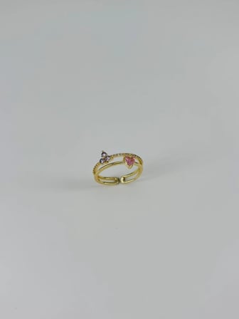 Ayarlanabilir   Zirkon Taşlı Pirinç Bijuteri Yüzük - Yz0128-1