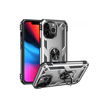 Apple Uyumlu İphone 13 Pro Max Kılıf Sofya Yüzüklü Silikon Kapak - Gümüş